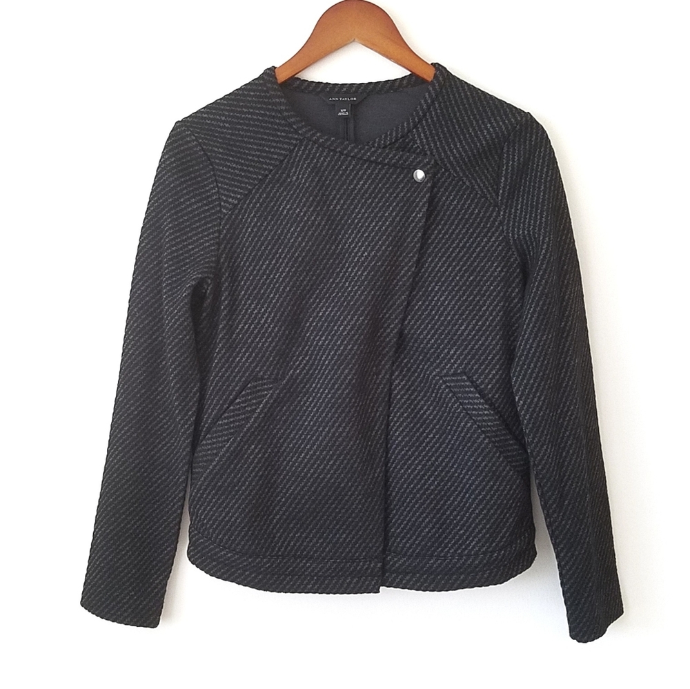 Ann Taylor Tweed Crop Moto Jacket XS